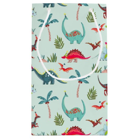 Dinosaurier Niedlich-blaue Kinder Kleine Geschenktüte (Rückseite)