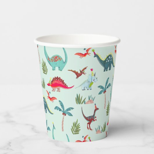 Dinosaurier Niedlich-blaue Kinder Pappbecher (Rückseite)