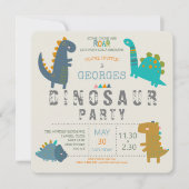 Dinosaurier niedlich moderne Geburtstagsparty Einladung (Vorderseite)