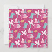 Dinosaurier niedlich-moderne rosa Geburtstagsparty Einladung (Rückseite)