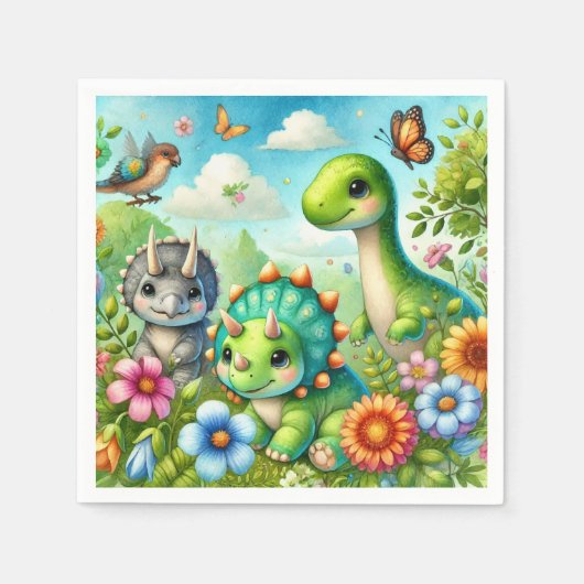 Dinosaurier niedlich serviette (Vorderseite)