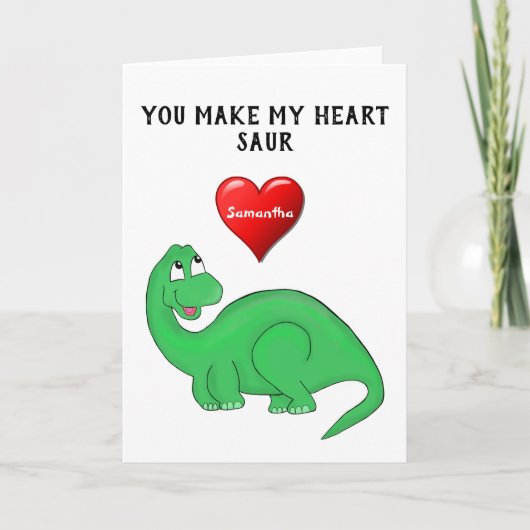 Dinosaurier Niedlich Valentinstag Feiertagskarte (Vorderseite)