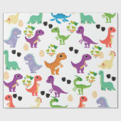 Dinosaurier Niedlich Wrapping Paper Geschenkpapier (Flach)