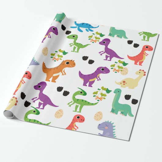 Dinosaurier Niedlich Wrapping Paper Geschenkpapier (Ungerollt)