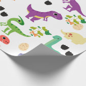 Dinosaurier Niedlich Wrapping Paper Geschenkpapier (Ecke)