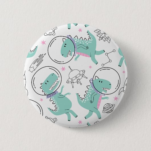 Dinosaurier, Niedliche Dinosaurier, Raumschiff, St Button (Vorderseite)