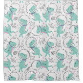 Dinosaurier, Niedliche Dinosaurier, Raumschiff, St Duschvorhang (Vorderseite)