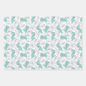 Dinosaurier, Niedliche Dinosaurier, Raumschiff, St Geschenkpapier Set (Vorderseite)