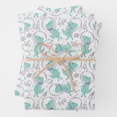 Dinosaurier, Niedliche Dinosaurier, Raumschiff, St Geschenkpapier Set (Beispiel)