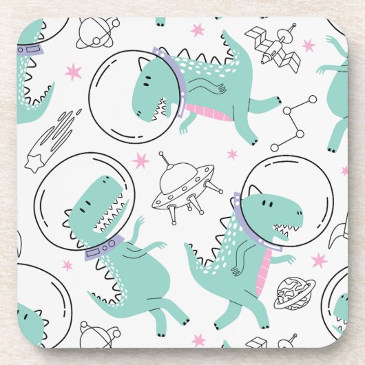 Dinosaurier, Niedliche Dinosaurier, Raumschiff, St Getränkeuntersetzer (Vorderseite)