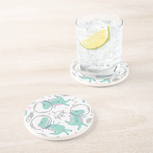 Dinosaurier, Niedliche Dinosaurier, Raumschiff, St Getränkeuntersetzer (Seite)