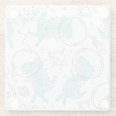 Dinosaurier, Niedliche Dinosaurier, Raumschiff, St Glasuntersetzer (Rückseite)