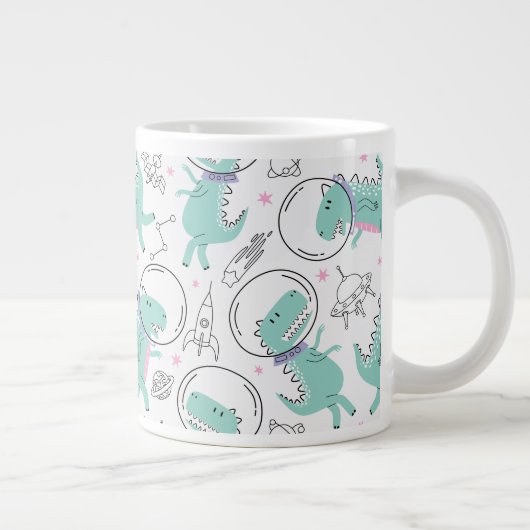 Dinosaurier, Niedliche Dinosaurier, Raumschiff, St Jumbo-Tasse (Rechts)