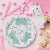 Dinosaurier, Niedliche Dinosaurier, Raumschiff, St Pappteller (Party)