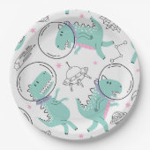 Dinosaurier, Niedliche Dinosaurier, Raumschiff, St Pappteller (Vorderseite)