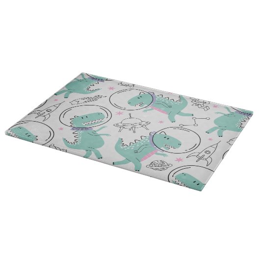 Dinosaurier, Niedliche Dinosaurier, Raumschiff, St Schneidebrett (Ecke)