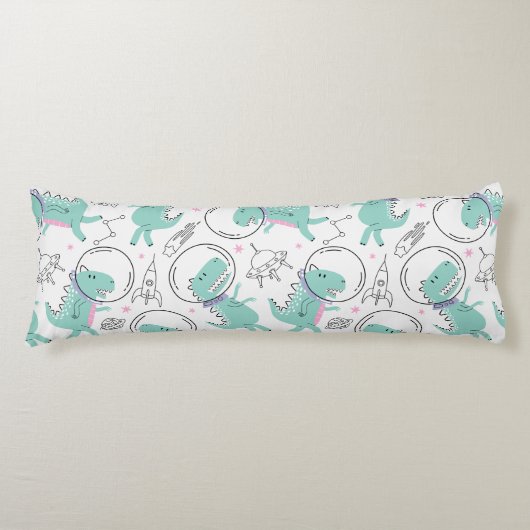 Dinosaurier, Niedliche Dinosaurier, Raumschiff, St Seitenschläferkissen (Vorderseite)