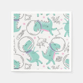 Dinosaurier, Niedliche Dinosaurier, Raumschiff, St Serviette (Vorderseite)