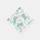 Dinosaurier, Niedliche Dinosaurier, Raumschiff, St Serviette (Ecke)