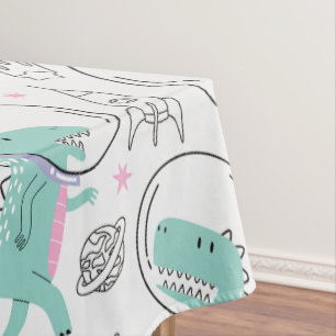 Dinosaurier, Niedliche Dinosaurier, Raumschiff, St Tischdecke