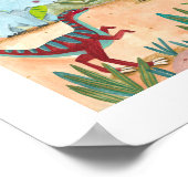 Dinosaurier niedliche prähistorische Dschungelkind Poster (Ecke)