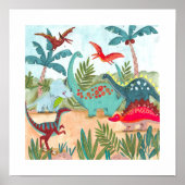Dinosaurier niedliche prähistorische Dschungelkind Poster (Vorne)
