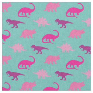 Dinosaurier Niedliche Silhouetten Pink Girls Kinde Stoff