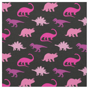 Dinosaurier Niedliche Silhouetten Pink Girls Kinde Stoff