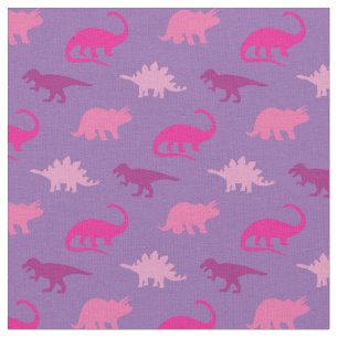 Dinosaurier Niedliche Silhouetten Pink Girls Kinde Stoff