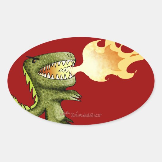 Dinosaurier oder Dragon Kinder Kunst mit Loston Wa Ovaler Aufkleber (Vorderseite)