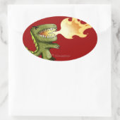 Dinosaurier oder Dragon Kinder Kunst mit Loston Wa Ovaler Aufkleber (Tasche)