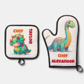 Dinosaurier Ofenhandschuh & Topflappen-Set (Vorderseite)