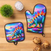 Dinosaurier Ofenhandschuh & Topflappen-Set (Oben Unten)