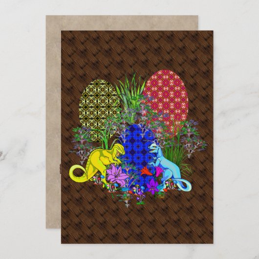 Dinosaurier-Ostereier Einladung (Vorne/Hinten)