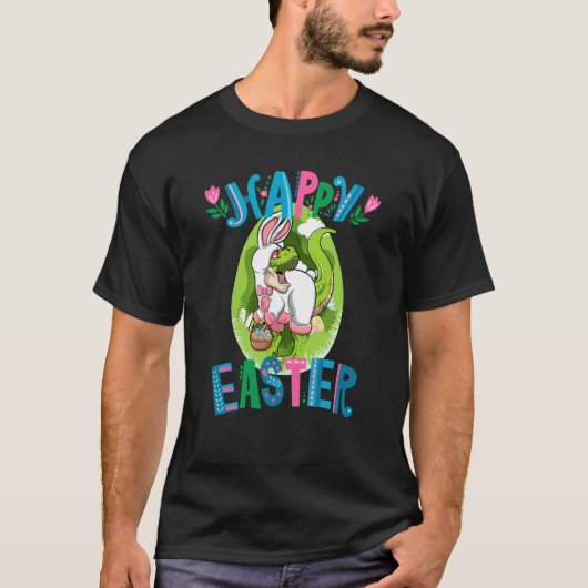 Dinosaurier Osterkorb mit Eiern Frohe Ostern T-Shirt (Vorderseite)