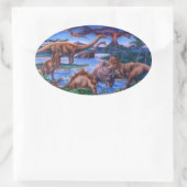 Dinosaurier Ovaler Aufkleber (Tasche)
