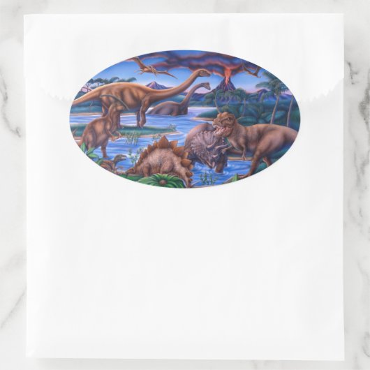 Dinosaurier Ovaler Aufkleber (Tasche)