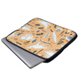 Dinosaurier & Palm Blätter: Fun Pattern Laptopschutzhülle (Vorne Knopf)