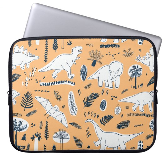 Dinosaurier & Palm Blätter: Fun Pattern Laptopschutzhülle (Vorderseite)