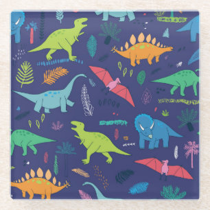 Dinosaurier Palms tropisches Vintages Muster Glasuntersetzer