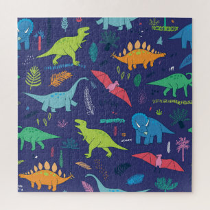 Dinosaurier Palms tropisches Vintages Muster Puzzle