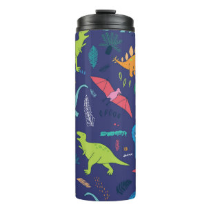 Dinosaurier Palms tropisches Vintages Muster Thermosbecher