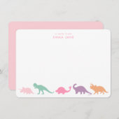 Dinosaurier Parade, Jewel Tones Personalisiert Mitteilungskarte (Vorne/Hinten)