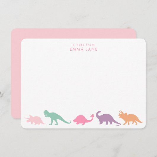 Dinosaurier Parade, Jewel Tones Personalisiert Mitteilungskarte (Vorne/Hinten)