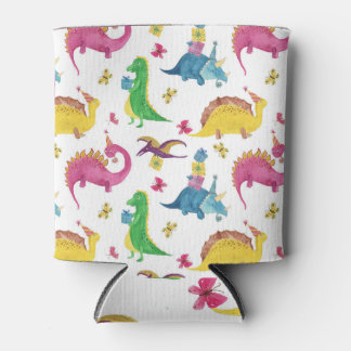 Dinosaurier-Party: Aquarellmuster. Dosenkühler