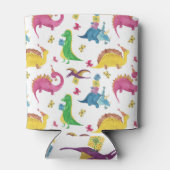Dinosaurier-Party: Aquarellmuster. Dosenkühler (Rückseite)