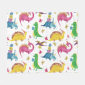 Dinosaurier-Party: Aquarellmuster. Fleecedecke (Vorderseite (Horizontal))