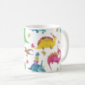 Dinosaurier-Party: Aquarellmuster. Kaffeetasse (VorderseiteRechts)