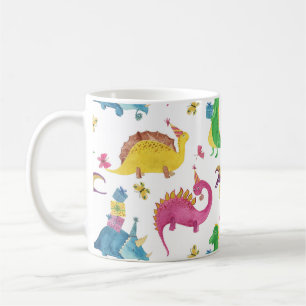 Dinosaurier-Party: Aquarellmuster. Kaffeetasse