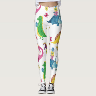 Dinosaurier-Party: Aquarellmuster. Leggings